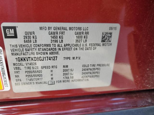 1GKKVTKD8GJ174127 - 2016 GMC ACADIA DENALI MAROON photo 13