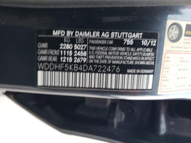 WDDHF5KB4DA722476 - 2013 MERCEDES-BENZ E 350 BLACK photo 12