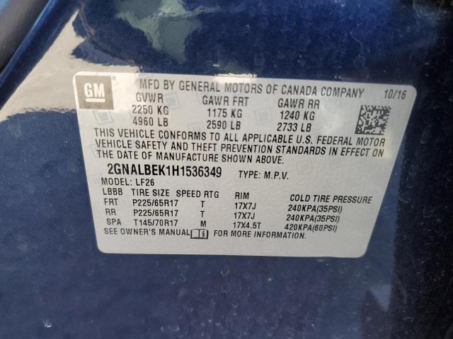 2GNALBEK1H1536349 - 2017 CHEVROLET EQUINOX LS BLUE photo 13