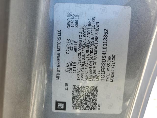 1G1FB3DS4L0113352 - 2020 CHEVROLET CAMARO LS GRAY photo 12