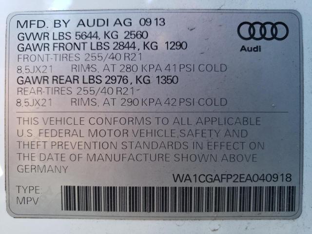 WA1CGAFP2EA040918 - 2014 AUDI SQ5 PREMIUM PLUS WHITE photo 14