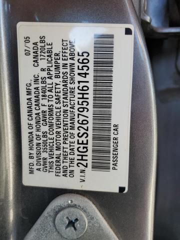 2HGES26795H614565 - 2005 HONDA CIVIC EX SILVER photo 13