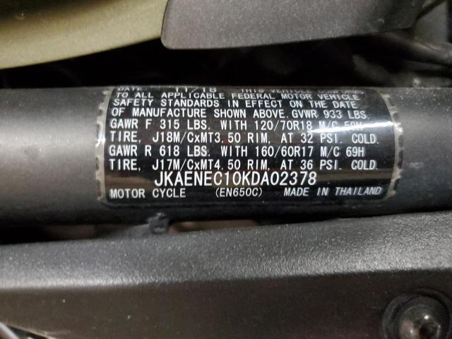 JKAENEC10KDA02378 - 2019 KAWASAKI EN650 C GREEN photo 9