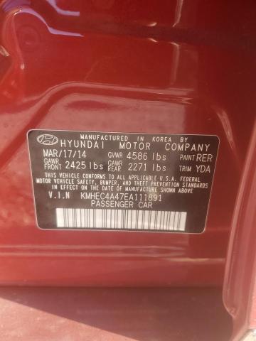 KMHEC4A47EA111891 - 2014 HYUNDAI SONATA HYBRID RED photo 12