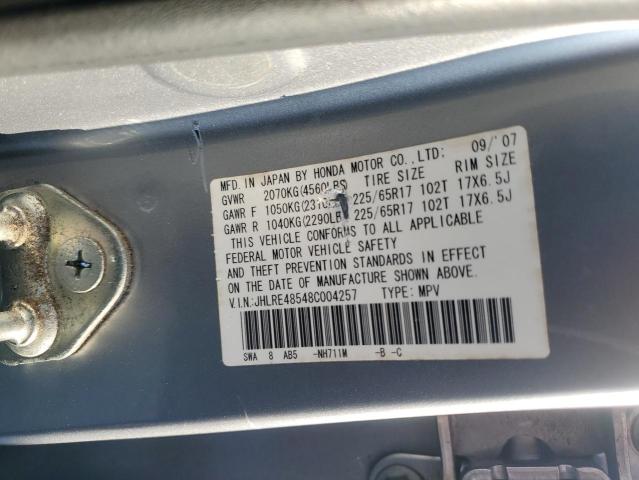 JHLRE48548C004257 - 2008 HONDA CR-V EX GRAY photo 12