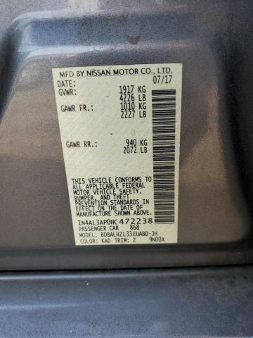 1N4AL3AP0HC472238 - 2017 NISSAN ALTIMA 2.5 GRAY photo 12