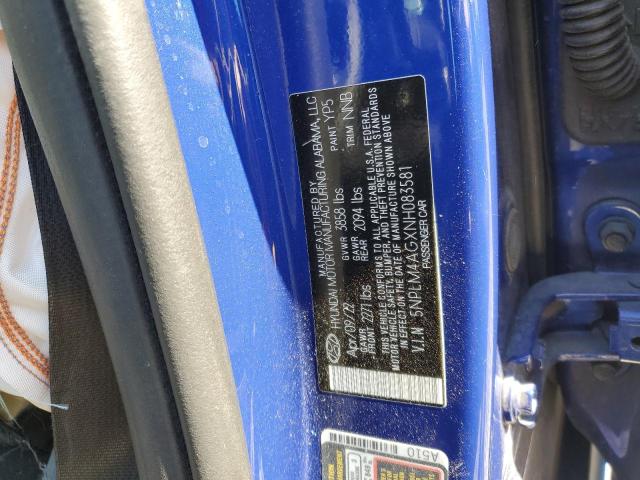 5NPLM4AGXNH083581 - 2022 HYUNDAI ELANTRA SEL BLUE photo 13