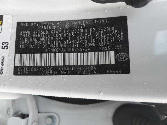 4T1K61AK1PU795734 - 2023 TOYOTA CAMRY XSE WHITE photo 12