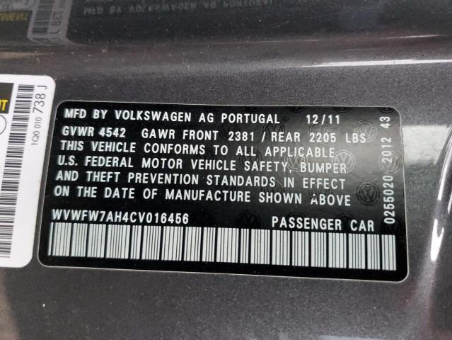WVWFW7AH4CV016456 - 2012 VOLKSWAGEN EOS LUX 灰色 照片 12