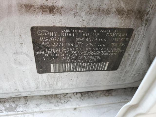 KMHC75LC6JU088280 - 2018 HYUNDAI IONIQ SEL WHITE photo 12