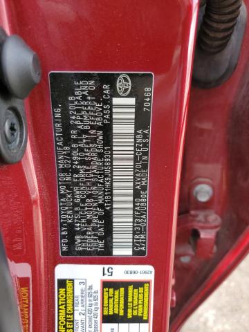 4T1B11HK9JU589301 - 2018 TOYOTA CAMRY L RED photo 12