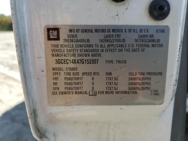3GCEC14X47G152007 - 2007 CHEVROLET SILVERADO C1500 CLASSIC WHITE photo 12