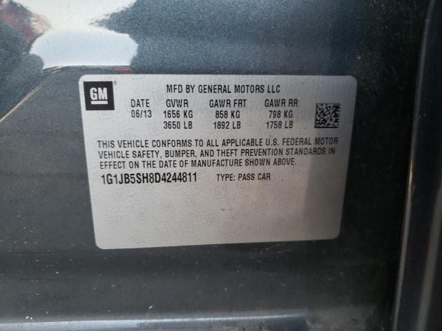 1G1JB5SH8D4244811 - 2013 CHEVROLET SONIC LS 灰色 照片 12