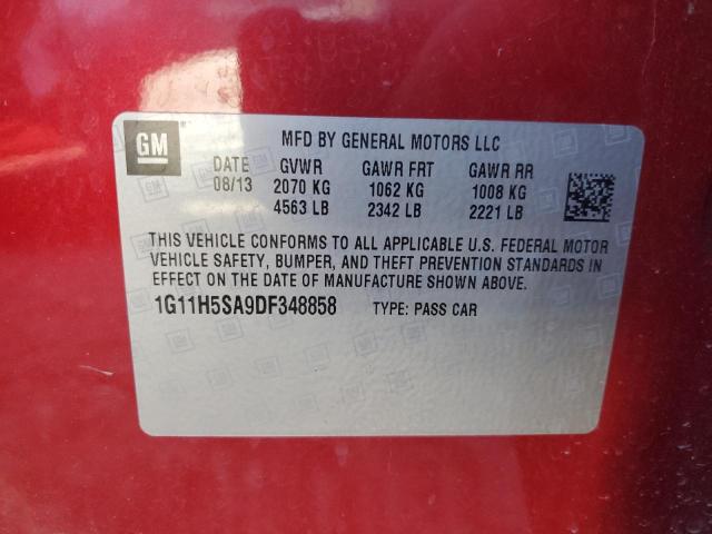 1G11H5SA9DF348858 - 2013 CHEVROLET MALIBU LTZ RED photo 12