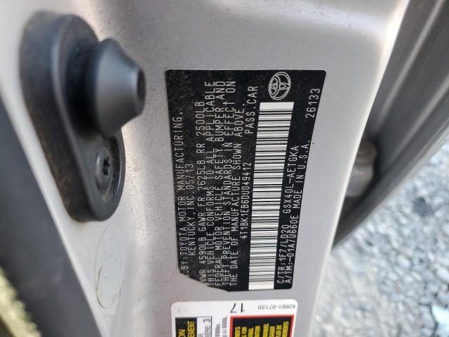 4T1BK1EB6DU049412 - 2013 TOYOTA AVALON BASE 银色 照片 12