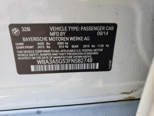 WBA3A5G53FNS82748 - 2015 BMW 328 I WHITE photo 12