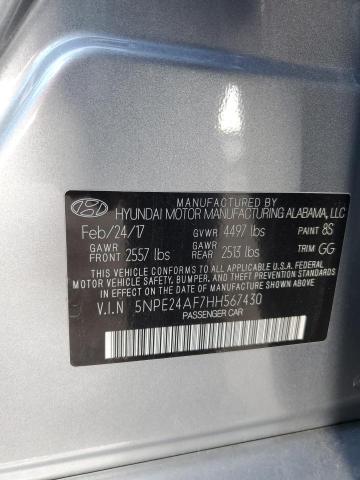 5NPE24AF7HH567430 - 2017 HYUNDAI SONATA SE SILVER photo 13