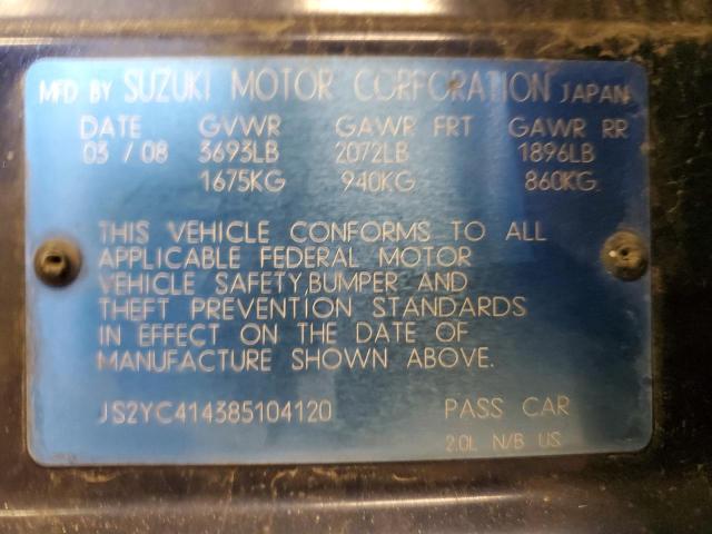 JS2YC414385104120 - 2008 SUZUKI SX4 BLUE photo 13