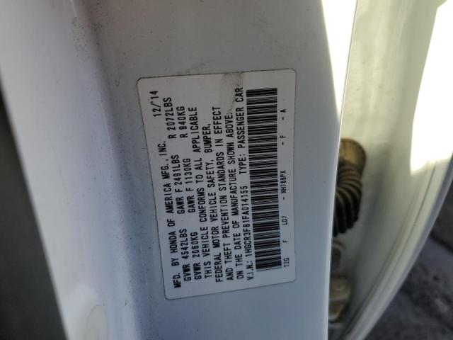 1HGCR3F81FA014155 - 2015 HONDA ACCORD EXL WHITE photo 12