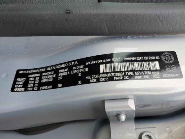 ZASPAKBN1N7D39601 - 2022 ALFA ROMEO STELVIO TI Күміс фото 13