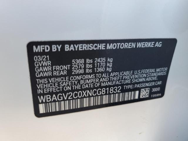 WBAGV2C0XNCG81832 - 2022 BMW 840I WHITE photo 13