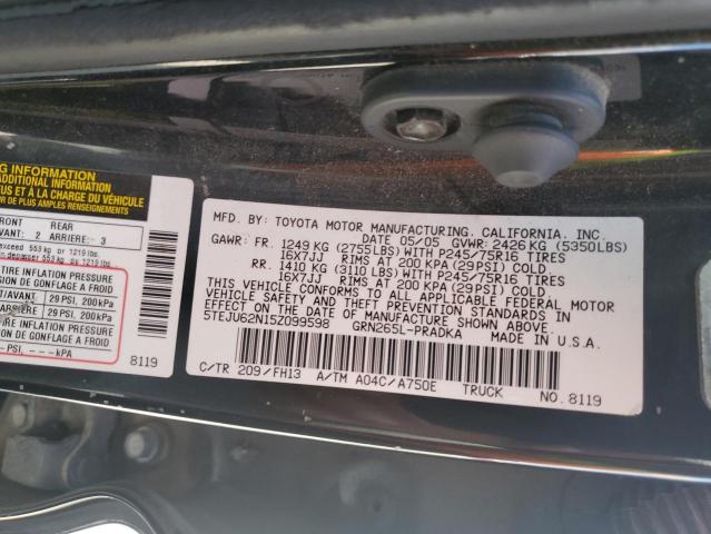 5TEJU62N15Z099598 - 2005 TOYOTA TACOMA DOUBLE CAB PRERUNNER TWO TONE photo 12