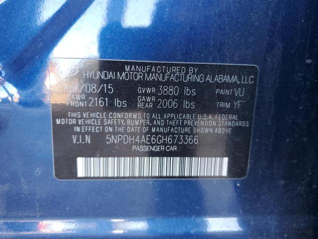 5NPDH4AE6GH673366 - 2016 HYUNDAI ELANTRA SE BLUE photo 13