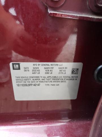 1G11C5SL5FF142147 - 2015 CHEVROLET MALIBU 1LT 栗色 照片 12