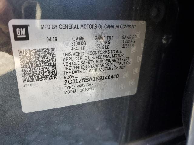 2G11Z5SA1K9146440 - 2019 CHEVROLET IMPALA LT CHARCOAL photo 12