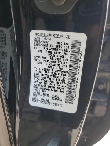 JN8DR09Y14W921604 - 2004 NISSAN PATHFINDER LE 黑色 照片 13