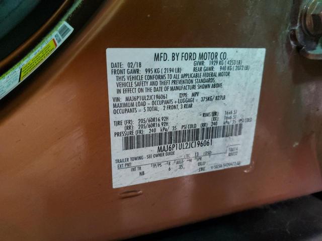 MAJ6P1UL2JC196061 - 2018 FORD ECOSPORT SE ORANGE photo 13