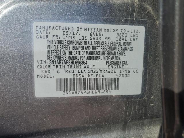 3N1AB7AP8HL696854 - 2017 NISSAN SENTRA S GRAY photo 12