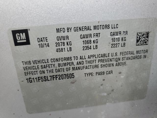 1G11F5SL7FF207605 - 2015 CHEVROLET MALIBU LTZ ვერცხლისფერი ფოტო 12