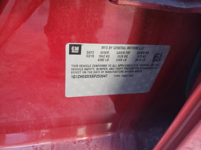 1G1ZH5SXXGF253947 - 2016 CHEVROLET MALIBU PREMIER 红色 照片 12