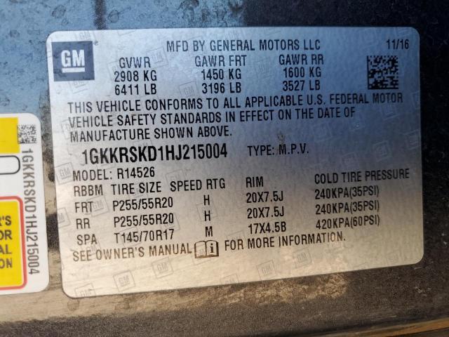 1GKKRSKD1HJ215004 - 2017 GMC ACADIA LIM SLT-2 CHARCOAL photo 13