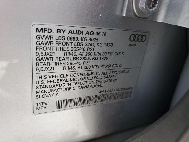 WA1VAAF70JD049636 - 2018 AUDI Q7 PRESTIGE SILVER photo 13