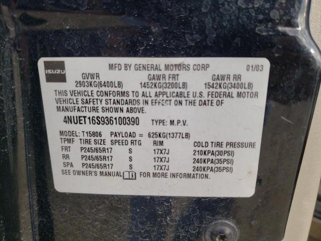 4NUET16S936100390 - 2003 ISUZU ASCENDER S 黑色 照片 12