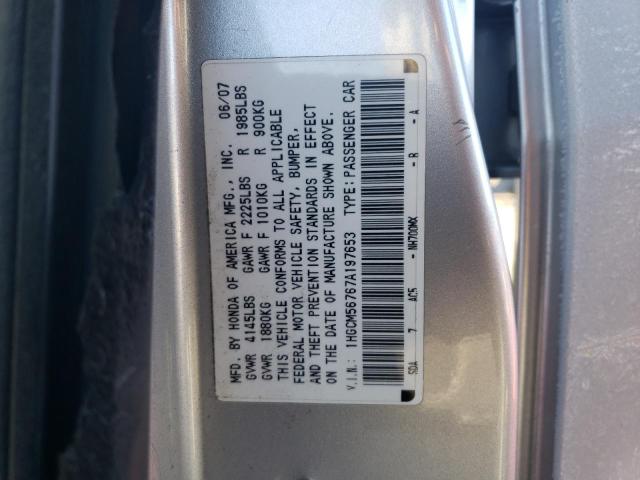 1HGCM56767A197653 - 2007 HONDA ACCORD EX SILVER photo 12