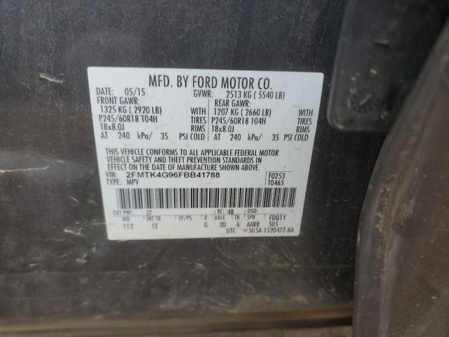 2FMTK4G96FBB41788 - 2015 FORD EDGE SE GRAY photo 13