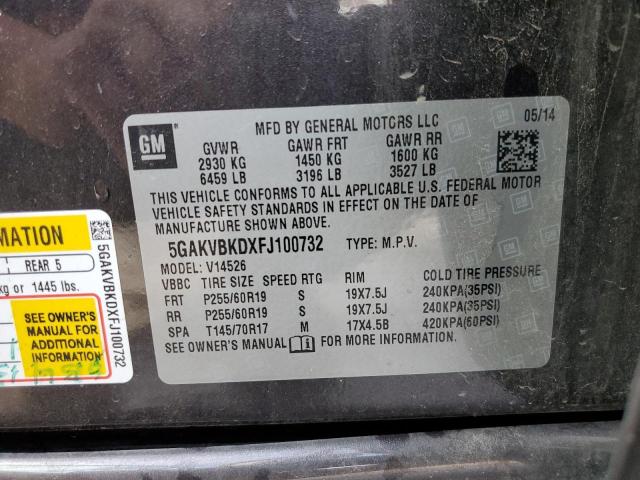 5GAKVBKDXFJ100732 - 2015 BUICK ENCLAVE CHARCOAL photo 14