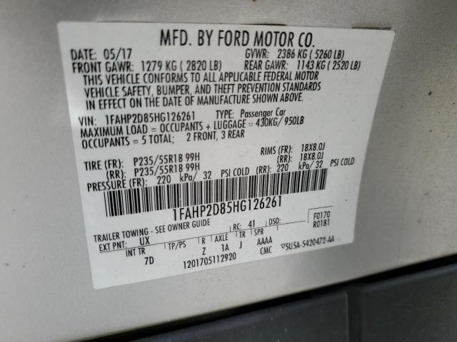 1FAHP2D85HG126261 - 2017 FORD TAURUS SE SILVER photo 13