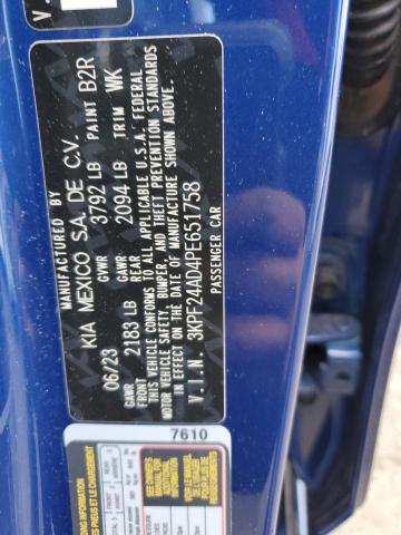 3KPF24AD4PE651758 - 2023 KIA FORTE LX BLUE photo 12