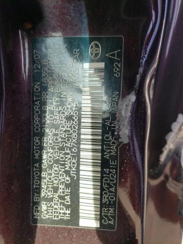 JTKDE167X80266515 - 2008 TOYOTA SCION TC 勃艮第红 照片 12