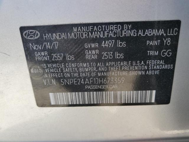 5NPE24AF1JH673359 - 2018 HYUNDAI SONATA SE GRAY photo 12