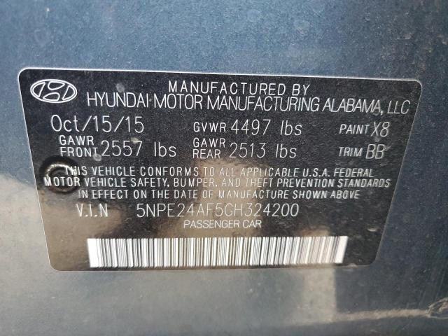 5NPE24AF5GH324200 - 2016 HYUNDAI SONATA SE BLUE photo 12