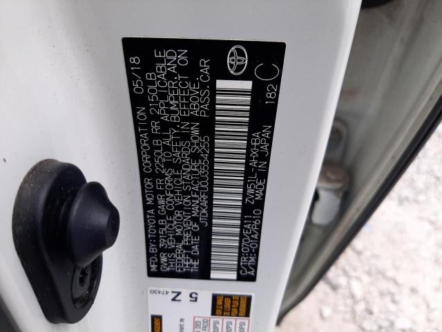 JTDKARFU0J3554255 - 2018 TOYOTA PRIUS WHITE photo 13