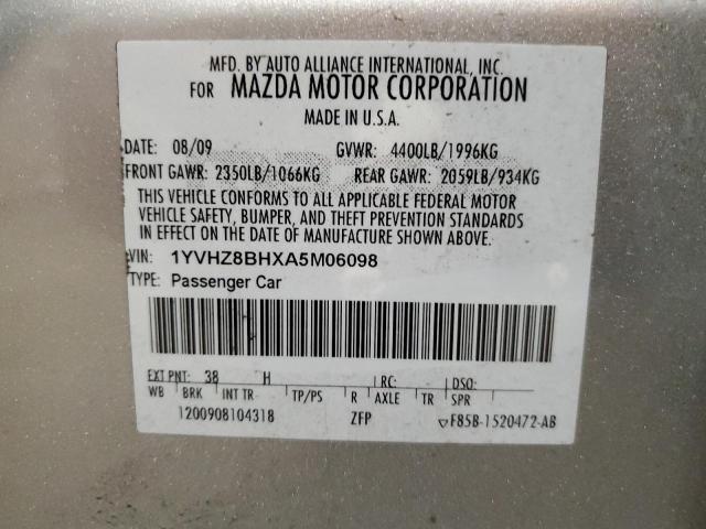 1YVHZ8BHXA5M06098 - 2010 MAZDA 6 I SILVER photo 13