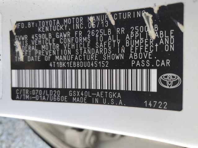 4T1BK1EB8DU045152 - 2013 TOYOTA AVALON BASE 白色 照片 13