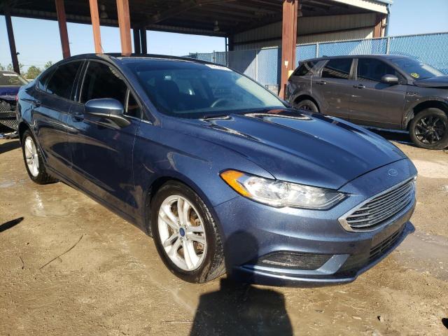 3FA6P0H75JR184155 - 2018 FORD FUSION SE BLUE photo 4