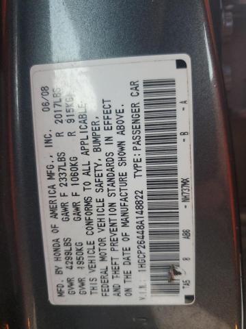 1HGCP26448A148822 - 2008 HONDA ACCORD LXP GRAY photo 12